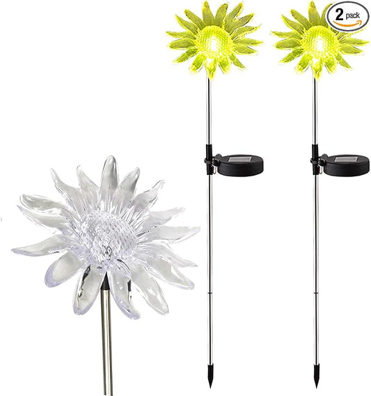 CANDLE CHOICE Solar Powered Landscape LED Lights Outdoor Waterproof Color Changing Garden Figurine Stake Lights for Outside Yard Lawn Flower Beds Plant Path Christmas Decorations 2 Pack Sunflower