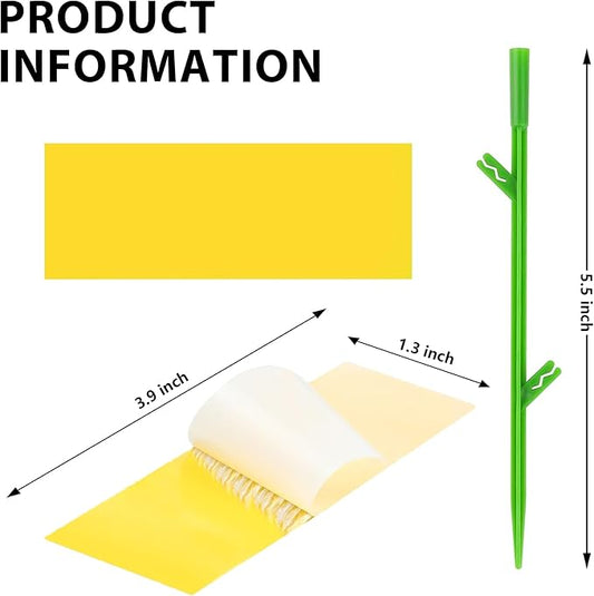 60PCS Yellow Sticky Traps for Gnats Fungus Gnat Traps for House Indoor Fruit Fly Traps for Indoor/Outdoor Catcher for Whiteflies Mosquitoes Thrips Aphids... Stake Holders Included Dual-Sided
