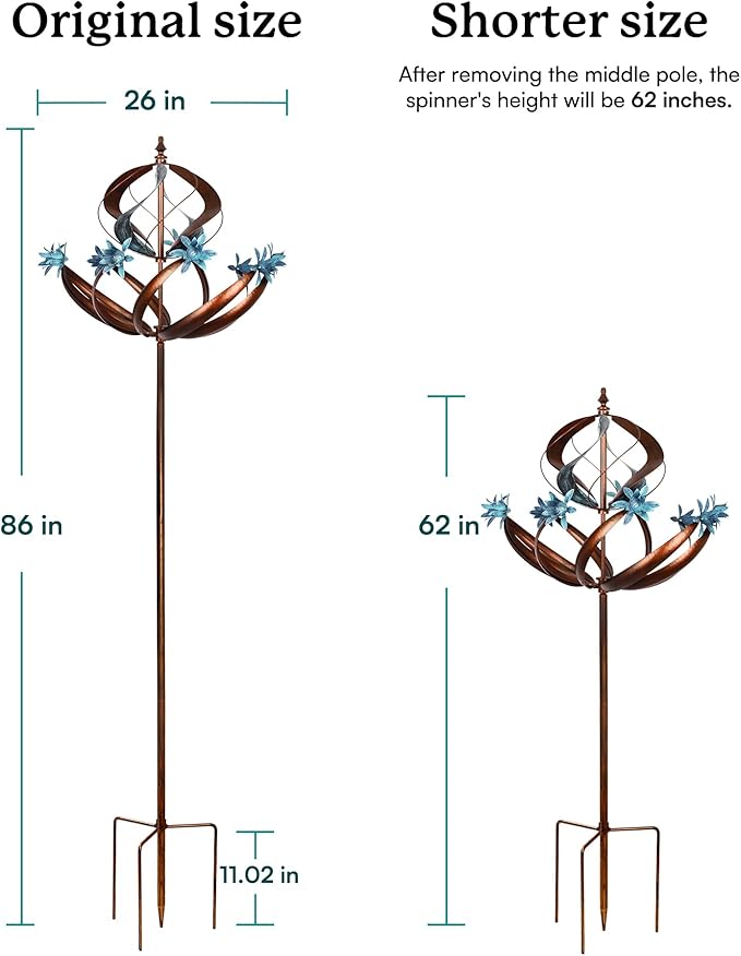Wind Spinners Outdoor for Yard - Extra Large 86" H Metal Kinetic Yard Art, Wind Sculpture Spinner Garden Decor, Catches Every Breeze & Weather Resistant