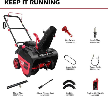 PowerSmart 21-Inch Single-Stage Gas Snow Blower with 212cc 4-Cycle Engine Recoil Start