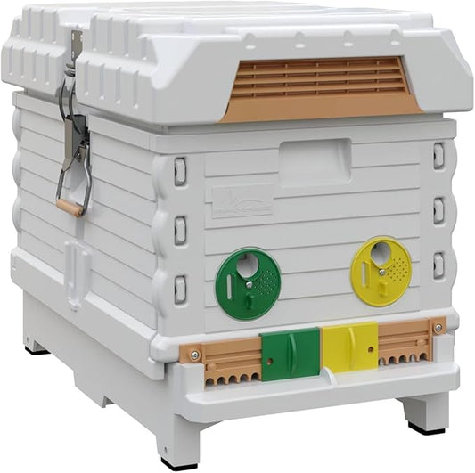 Apimaye Insulated 7 Frame Langstroth Nucleus Assembled Bee Hive Set (White Hive with No Frames)