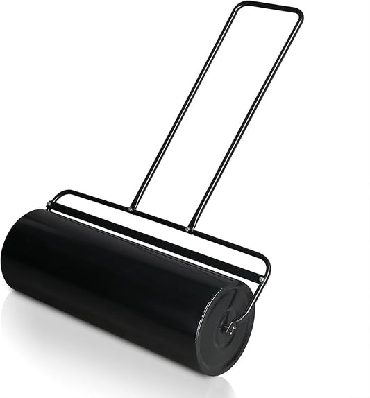 Outvita Lawn Roller, 17 Gallons Water and Sand Filled Garden Drum Roller with U Shaped Handle Tow beind Sod Roller for Planting, Seeding(Black)