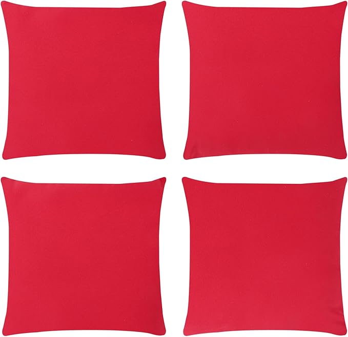 Covers & All Premium Square Throw Pillow Inserts with Covers Set of 4, 28 x 28 Inches Red, Decorative Cushions for Couch Sofa Home Decor Office Travel UV Resistant Waterproof Soft Cushions Pillows
