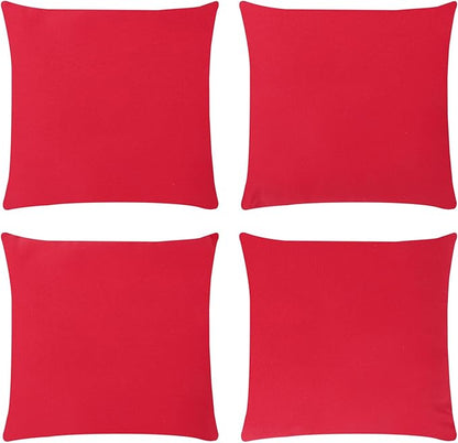 Covers & All Premium Square Throw Pillow Inserts with Covers Set of 4, 12 x 12 Inches Red, Decorative Cushions for Couch Sofa Home Decor Office Travel UV Resistant Waterproof Soft Cushions Pillows