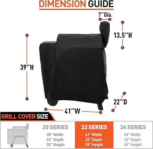Arcedo Pellet Grill Cover Compatible with Traeger Pro 22 Series - Waterproof Wood BBQ Smoker Protector for Century 22, Eastwood 22, Pro 575, Lil' Tex Elite 22, Heavy Duty Polyester Grilling Covers