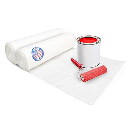 Plastic Sheeting 4 mil, 4' x 50' (200 sq.ft.), Pack of 2 - Thick Semi-Clear Plastic Sheeting for Construction, Painting, Drop Cloth, Slide&Slip - Heavy Duty LDPE Film Roll by IDL Packaging