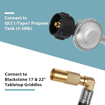 SHINESTAR 5 Feet Propane Regulator Hose for Blackstone 17 & 22 Inch Flat Top Griddle, Connect to Large Propane Tank