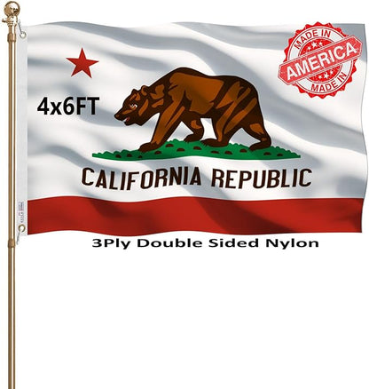 California Republic State State Flags 4x6 Outdoor Heavy Duty Double Sided Nylon Vivid Color Anti-Fading with 2 Brass Grommets for Home/Company/Indoor Outdoor Decoration