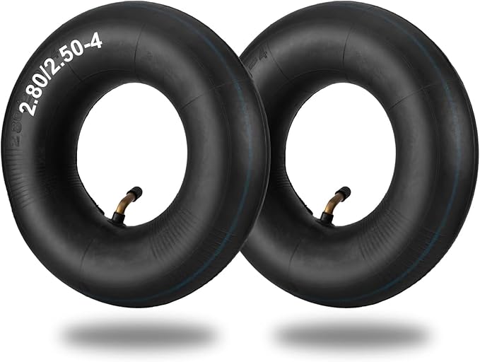 2.80/2.50-4" Inner Tubes, 2 Pack Heavy Duty 2.80 2.50-4/280/250-4 Replacement Tire Inner Tube with Bent Valve for Scooters, Hand Trucks, Wheelbarrows, Utility Cart, Dollys, Lawn Mowers, Trolleys