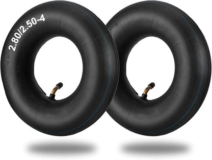 2.80/2.50-4" Inner Tubes, 2 Pack Heavy Duty 2.80 2.50-4/280/250-4 Replacement Tire Inner Tube with Bent Valve for Scooters, Hand Trucks, Wheelbarrows, Utility Cart, Dollys, Lawn Mowers, Trolleys