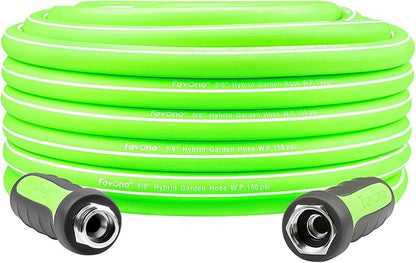 Fevone 55 ft x 5/8" Heavy Duty Garden Hose, Drinking Water Safe, Flexible & Kink-Free Hybrid Polymer Water Hose, Lightweight Outdoor Hose with swivel handles and 3/4" Solid Aluminum Fittings