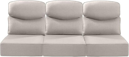 Luxury 24x24x6 Inch Smile Outdoor Sofa Cushions Set of 3 - Memory Foam Deep Seat Patio Furniture Pillows for Wicker Rocker Dining Chair Loveseat 3-Seater L-Shape Sectional Sofa - Beige