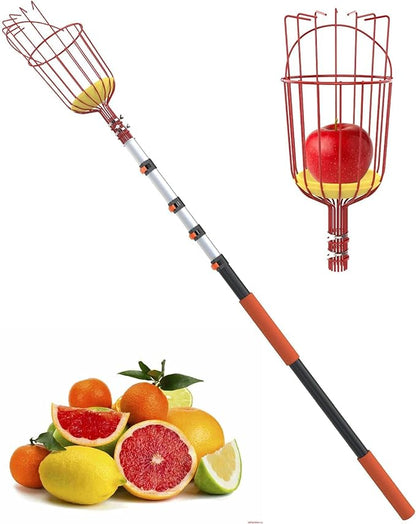 AgiiMan 3 to 12 FT Fruit Picker Pole - Reach to 18 FT Fruit Picker with Telescopic Extension Pole, Lightweight and Sturdy Aluminum Telescopic Pole, Easy to Assemble Fruit Picking Basket
