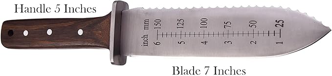 Namibagata Japanese Steel Straight Garden Knife, Insulation Knife use for Digging, Weeding knives, Planting Knives & Sod Cutter | 12" Stainless Steel with Cutting Edge, Full-Tang walnut Wood Handle with Sheath