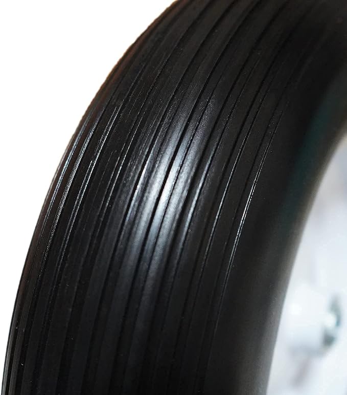 Wheelbarrow Tire 4.80/4.00-8 Flat-Free with 3/4 & 5/8 Wheel Bearing, 3-6" Hub 16" Solid Foamed Wheel Barrel Tires Non-Slip for Yard Cart Garden Wagon (Black)