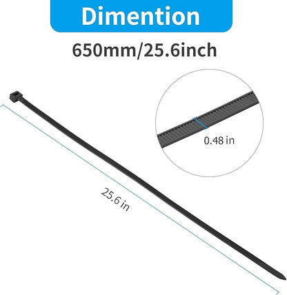 XINGO 26 inch White Zip Ties Heavy Duty 40 PCS, 250 LBS Ultra Strong Plastic Wire Ties, Large Cable Ties Extra Long Tie Wraps, Indoor and Outdoor UV Resistant