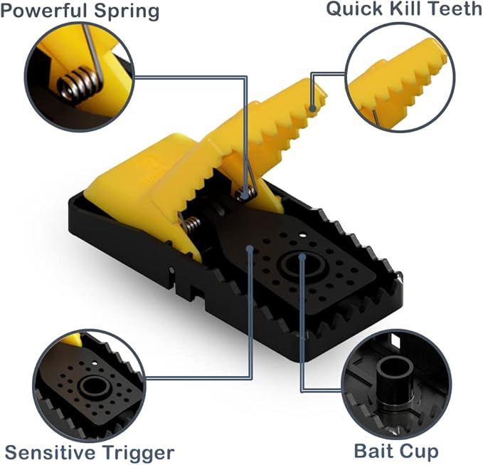 RinneTraps| 4 Pack | Snap N Trap | Mouse Trap | One Touch Setup | Reusable | Quick Kill | Made in USA