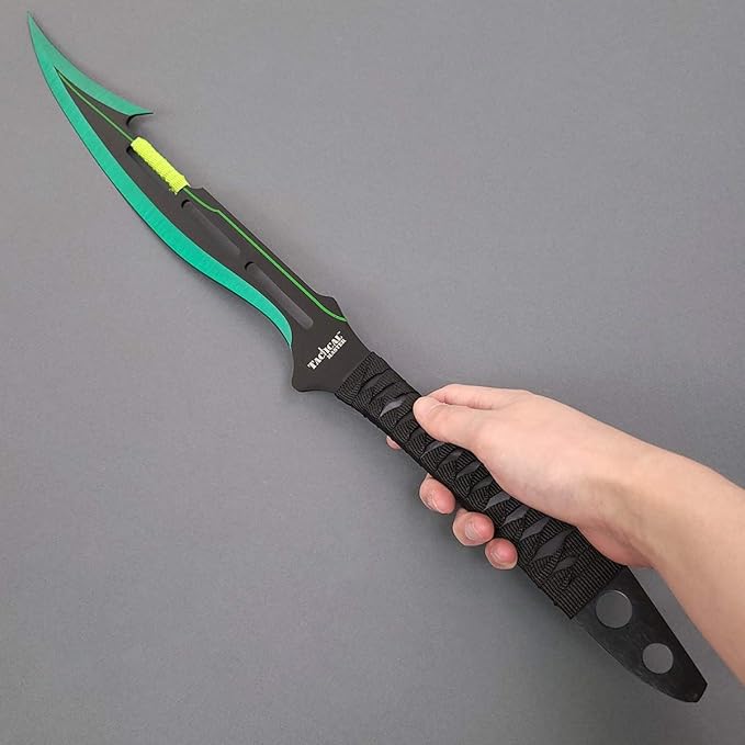 27" Fantasy Machete. Fixed Blade Knife. 440 Stainless Steel Blade. For Collection, Gift, Camping, Outdoor Sports (Green)