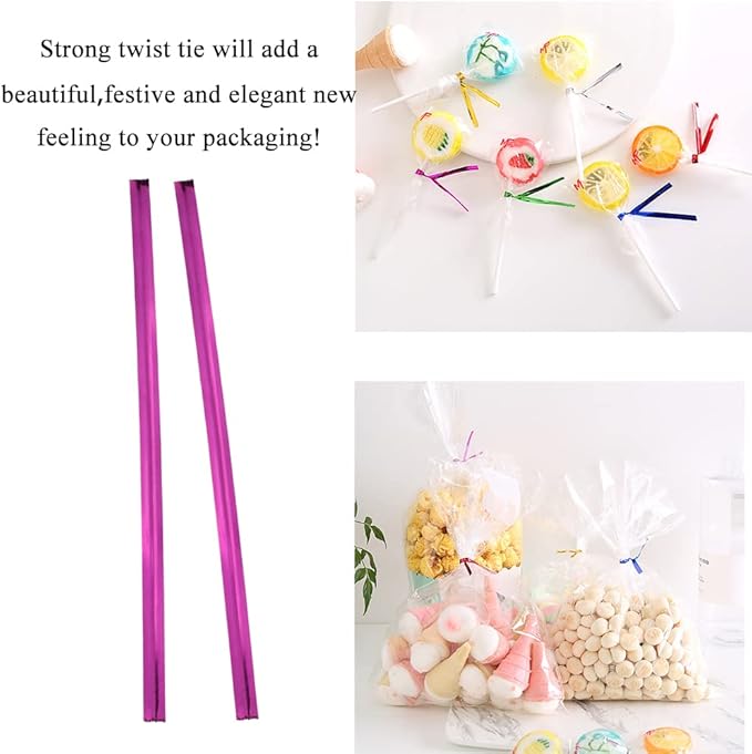 HAHIYO 300Pcs 4 inches Rose Red Metal Twist Ties Bread Candy Coffee Bag Ties Plant Garden Twist Ties for Cellophane Treat Bags Gift Wraping Bags Plastic Bags Halloween Party Cake Present Art Crafts