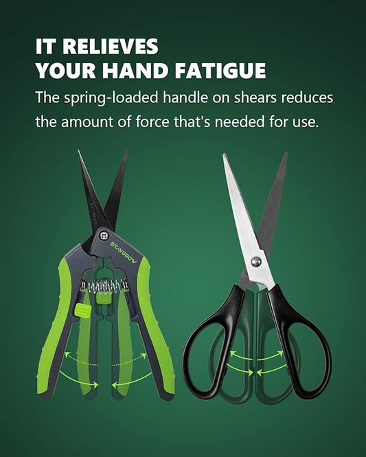 2pcs 6.5" Pruning Shears for Gardening, Ultra Sharp Garden Scissors for Precise Cuts, Stainless Steel Bonsai Clippers with Spring Loaded, 6.5 Inch Garden Shears (1pc Straight & 1pc Curved)