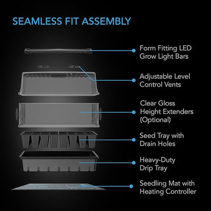 AC Infinity Heavy-Duty Humidity Dome 5x8 Germination Kit with Waterproof Seedling Mat, Full Spectrum LED Grow Light Bars, Samsung LM301H EVO Diodes, Vented Extension Panels, for Seed Starting