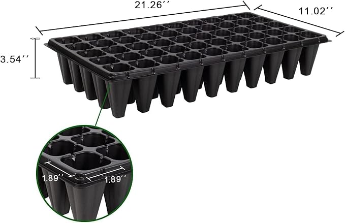 10 Pack 1020 Trays with 10 Pack 3.54" Deep 50 Cell Seed Starter Trays - Seed Starting Kit for Gardening, Durable Plastic Nursery Trays for Seed Germination & Plant Propagation (10 Set)