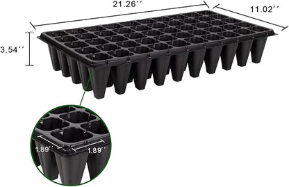 10 Pack 1020 Trays with 10 Pack 3.54" Deep 50 Cell Seed Starter Trays - Seed Starting Kit for Gardening, Durable Plastic Nursery Trays for Seed Germination & Plant Propagation (10 Set)