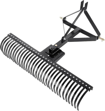 VEVOR Tow Behind Dethatcher, 60-inch Tow Dethatcher with 32 Steel Tines, 3-Point Lawn Dethatcher Rake with Attachments for Tractor, Landscape Rake for Garden, Farm, Grass