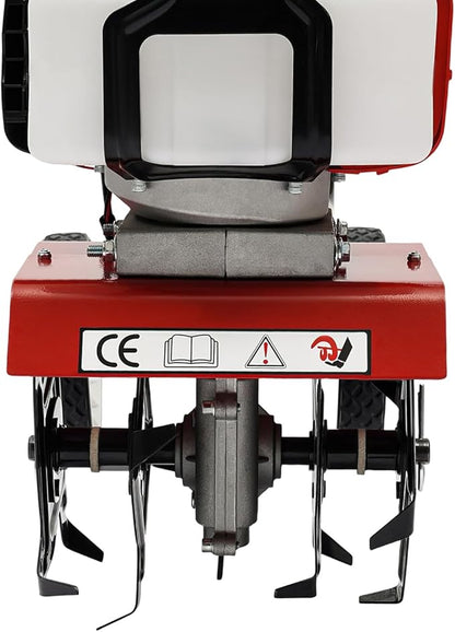52CC 2 Stroke Mini Tiller Cultivator, Garden Tiller Gas Powered Hand Rotary Cultivator Rototiller Garden Tool with Long Handle for Garden & Lawn, Digging, Weed Removal & Soil Cultivation.