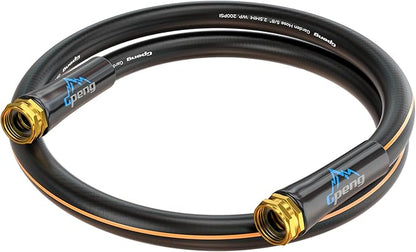 Non-Expandable Leader Hose 5ft x 5/8", Short Garden Hose, Rubber Water Hose, Heavy Duty, No Kink, Flexible Garden Hose with Swivel Handle, Female to Female Fittings, Burst 600 PSI, Without Nozzle