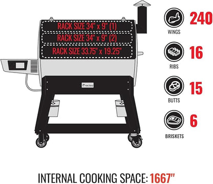 recteq Pellet Grill Smoker - Flagship 1600, Wood Pellet Smoker, BBQ Pellet Smokers, Wi-Fi Smart Grill, 1600 Sq. In. Cook Space, Pellet Smoker Grill, 40 lbs Hopper, Grilling Essentials Bundle