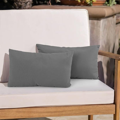 idee-home Outdoor Pillows with Inserts Included, Patio Outside Lumbar Pillows Waterproof Set of 2, 12 x 20 inch Dark Grey