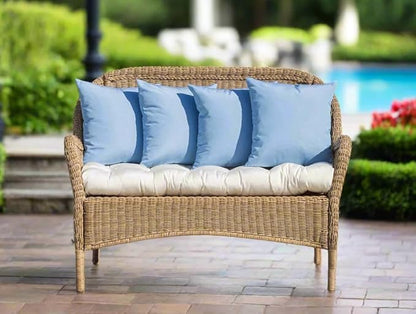 RSH DECOR: Sunbrella Tufted Wicker Loveseat Cushion | 41” x 19" | Water and Fade-Resistant Performance Fabric | Outdoor Settee Cushion for Patio Furniture | Canvas Heather Beige