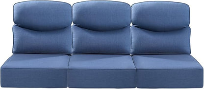 Luxury 22x24/22x25 6-Inch Smile Outdoor Sofa Cushions Set of 3 - Memory Foam Deep Seat Patio Furniture Cushions for Wicker Dining Chair Loveseat 3-Seater L-Shape Sectional Sofa - Navy Blue