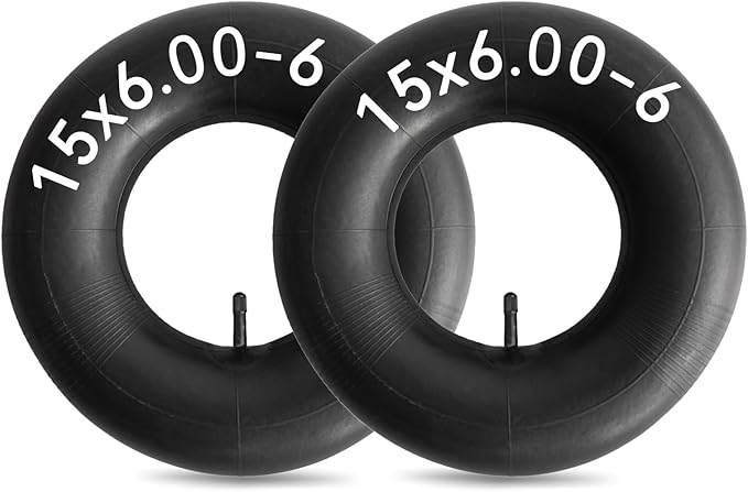 2 Pack 15x6.00-6" Inner Tubes 6.00/6.50-6 Replacement Lawn Mower Tire Tube with TR-13 Valve Stem for Yard Tractors, Wheelbarrows, ATVs, Golf Carts and More