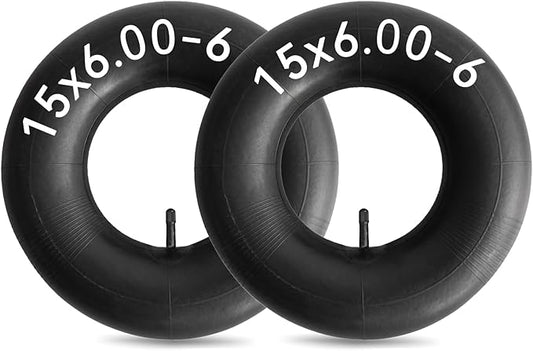 2 Pack 15x6.00-6" Inner Tubes 6.00/6.50-6 Replacement Lawn Mower Tire Tube with TR-13 Valve Stem for Yard Tractors, Wheelbarrows, ATVs, Golf Carts and More