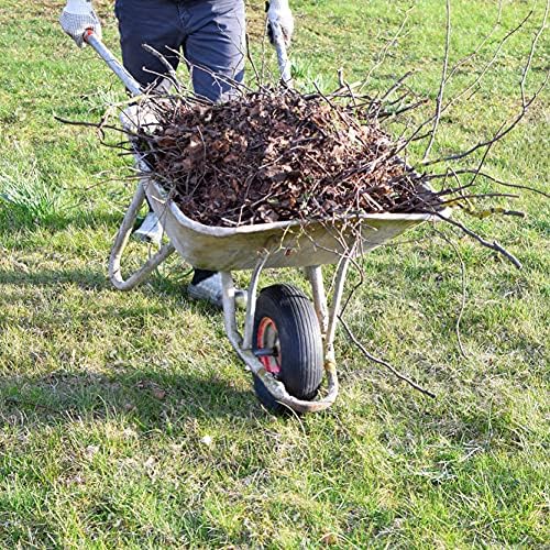 Set of 2 Wheelbarrow Tire 4.80/4.00-8 Flat-Free with 3/4 & 5/8 Wheel Bearing, 3-6" Hub 16" Solid Rubber Wheel Barrel Tires Non-Slip for Yard Cart Garden Wagon (Black)
