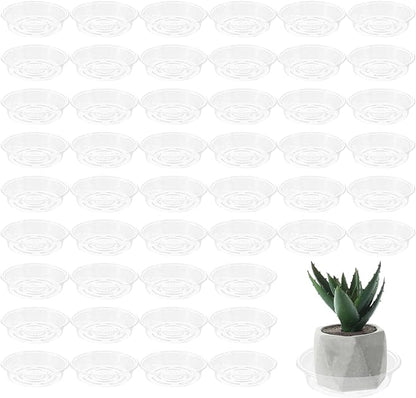 Plant Saucer 50 Pack Plant Trays for Pots 6 Inch Plastic Plant Saucers for Outdoors and Indoors Clear Drip Trays for Potted Plants Flower Pot Plates to Catch Water Plant Drainage Dishes No Holes