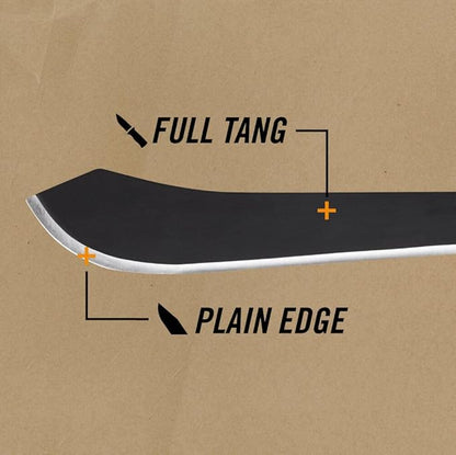 Gerber Gear Gator Bolo 22" Gardening Machete, Full Tang Knife with Plain Edge, Gator Grip and Protective Sheath