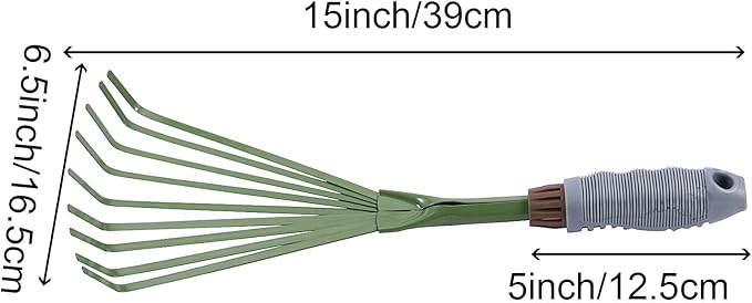 5 PCS 9 Teeth Garden Hand Rake, Small Hand Fan Rake with Non Slip Grip, Thicken Hand Rakes Garden Tool for Gardening, 15.4 x 6.3 x 1.7 Inch