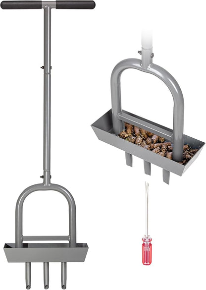 Walensee Lawn Aerator Coring Tool with Soil Core Storage Tray, 38.2" Manual Yard Plug Aerator with 3 Tines, Grass Aeration Gardening Tool with Cleaning Tool for Lawn Care and Compacted Soil