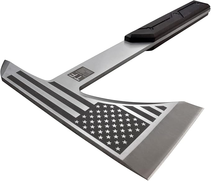 TAC-FORCE Tomahawk – Axe - Satin Finish Stainless Steel Blade w/Etched U.S.A. Flag, Black Wood Handle, Full Tang Construction, Includes Nylon Sheath, Tactical, EDC, Rescue - TF-AXE001S