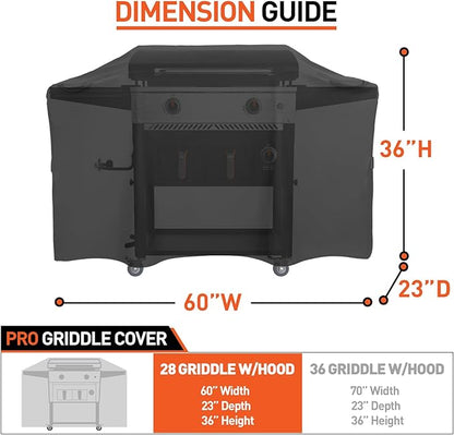 Arcedo Griddle Cover for Blackstone 28 Inch ProSeries, 60 inch Grill Cover for Griddle Cooking Station with Hood, Weather Resistant Outdoor Heavy Duty Waterproof Flat Top Gas Grill Protector, Black