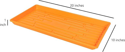 SUNPACK 10" x 20" Heavy Duty Shallow Plastic Seed Starting Tray, Orange, 1" - No Drainage Holes, Perfect for Greenhouses or Indoor Gardening