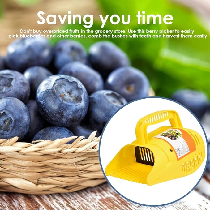 Blueberry Picker, Plastic Blueberry Picker Scoop Blue Berry Picking Rake for Cranberries Blueberries lingonberries Strawberries Blackberries Currants (Yellow 22 * 14 * 17cm)