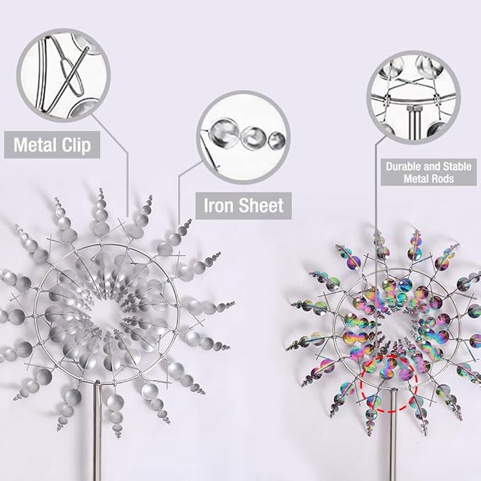 Wind Spinner，3D Patio and Garden Decor Outdoor Art Outside Decorations，Lawn Art Kinetic Windmill Craft Decorative Gift Women Mom Grandma Wife (Colorful)
