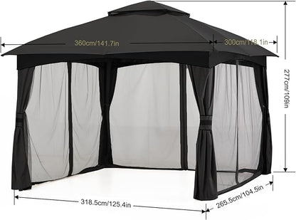 MASTERCANOPY Outdoor Patio Gazebo for Garden with Upgrade Steel Frame and Netting Walls (10x12,Gray)