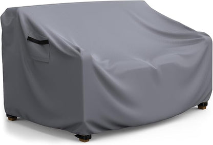 Patio Sofa Cover Waterproof - Heavy Duty 2-Seater Outdoor Couch Cover, Patio Furniture Covers with Air Vent and Handles, 60" L ×34" D×30" H, Gray