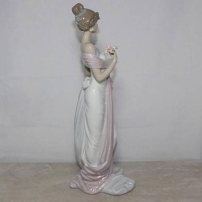 LLADR 6366 Summer Infatuation Girl with Flower Porcelain Floral Figurine