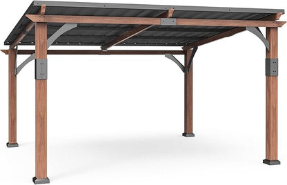 Macrout 10'x12' Outdoor Gazebo, Heavy Duty Pergola with Sloped Metal Roof and Aluminum Frame, Permanent Gazebos for Patio, Decks, Backyard, Garden, 4718 (10'x12')